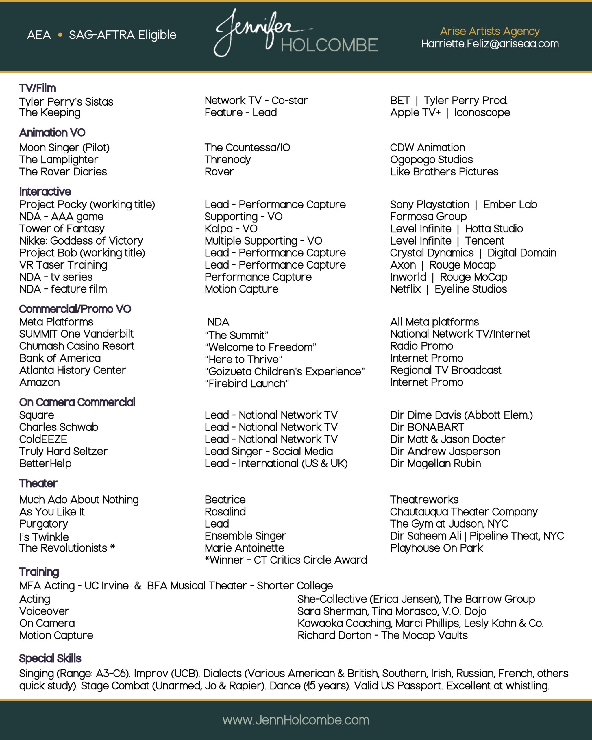 Jennifer Holcombe Resume